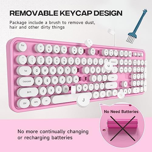 Retro-Inspired Full Size Typewriter Keyboard with Number Pad – Wired USB Keyboards for Windows 7, 8, 10, 11 | Enhance Your Typing Experience with Classic Charm and Modern Efficiency | Perfect for Home and Office Use