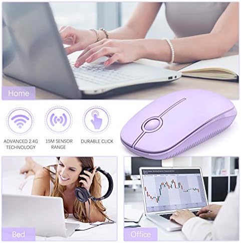 Sleek Vssoplor Wireless Mouse – Ultra-Slim Silent Optical Companion for Laptops & PCs | 2.4 GHz Nano Receiver, Perfect for Quiet Workspaces & Travel | Enhanced Compatibility for Windows, Mac & Linux