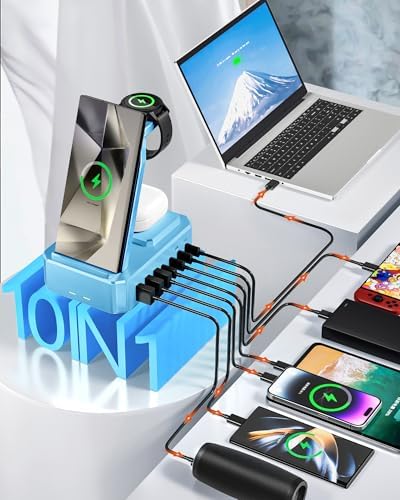 Ultimate 10-in-1 Wireless Charging Station for Samsung Devices – 300 W Power Hub with 65 W USB C Fast Charging for S25 Ultra/S24/S23/S22/Note 20, Galaxy Watch Ultra 7/6/5 & Galaxy Buds – Multi-Device Convenience and Rapid Power Delivery, Ideal for Home & Office Use