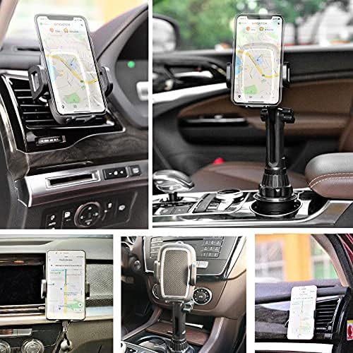 Enhanced Universal Car Cup Holder & Air Vent Phone Mount – Adjustable Long Arm Holder for All Smartphones Including i Phone 13 Pro Max & Samsung S22 Ultra – Ultimate Stability and Convenience for Safe Driving Navigation
