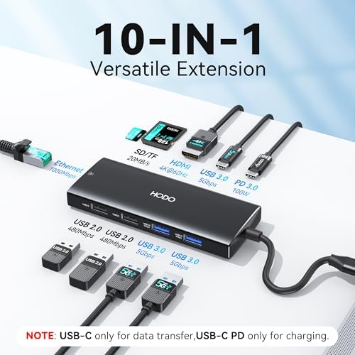 Unlock Your Mac Book’s Full Potential with the Premium 8-in-2 USB C Hub HDMI Adapter – Ultimate Thunderbolt 3 & 10 G USB Data Ports, Stunning 4 K Output, and Sleek Compact Design for 2018-2025 Mac Book Pro & Air Models – Effortless Connectivity, Fast Transfers, and Seamless Streaming for Professionals on the Go!