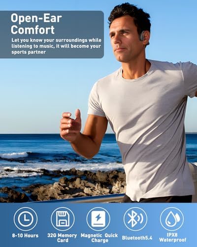 Ultimate Waterproof Bone Conduction Bluetooth Headphones with 32 GB MP3 Storage for Swimming, Running, and Cycling – IPX8 Certified Open-Ear Design for Safety and Comfort in Any Environment