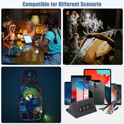 Le Motech Ultra-Fast Multi-Port USB Power Adapter – Compact 12 V/24 V to 5 V DC Converter for i Phone, Android, and Tablets – Versatile Charging Station for Travel and Outdoor Use – Reliable Power Solution with Four USB Ports for Quick Device Charging