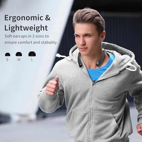 Premium Foldable Bluetooth Headphones – Wireless Neckband Headset with Retractable Earbuds, Noise Cancelling Technology for Sports & Exercise (Gold) – Ultimate Comfort and Seamless Connectivity with Stylish Carrying Case