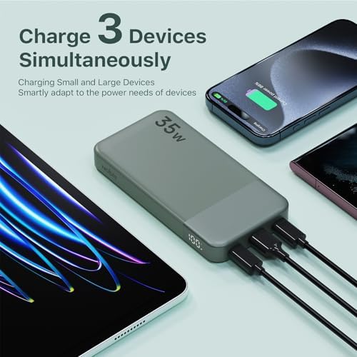 NOBIS 10000 m Ah Fast Charging Power Bank with Digital Display – Versatile USB-C Battery Pack for i Phone, i Pad, Android & More (25 W) – Compact, Reliable Charging Solution for On-the-Go Power Needs