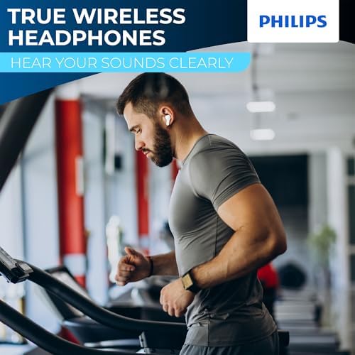 Revolutionize Your Audio Experience with PHILIPS True Wireless Earbuds – Advanced Bluetooth 5.3 Headphones Featuring 13 mm Drivers and AI Mic for Crystal-Clear Calls, IPX4 Waterproof Design for Active Lifestyles, 15 Hours of Playtime, Ultimate Compatibility with i Phone, Android & All Bluetooth Devices in Sleek White Finish