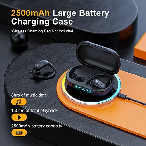 Ultra-Long Playtime Wireless Earbuds with Hi-Fi Sound Quality – 130 Hours Battery Life & 2500 m Ah Charging Case, Waterproof Design for Sports & Gaming, LED Display for Easy Battery Monitoring, Enhanced Bluetooth Compatibility for Seamless Connectivity