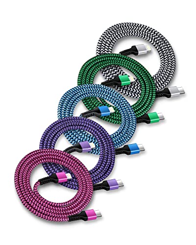 6 FT Samsung Fast Charging Cable (5 Pack) – Universal USB C to C Cord for i Phone 16 Series & Galaxy S25 Ultra – Durable Nylon Braided Design for Quick and Reliable Charging in Car and Home – Enhanced Compatibility with Pro, Max Models & More