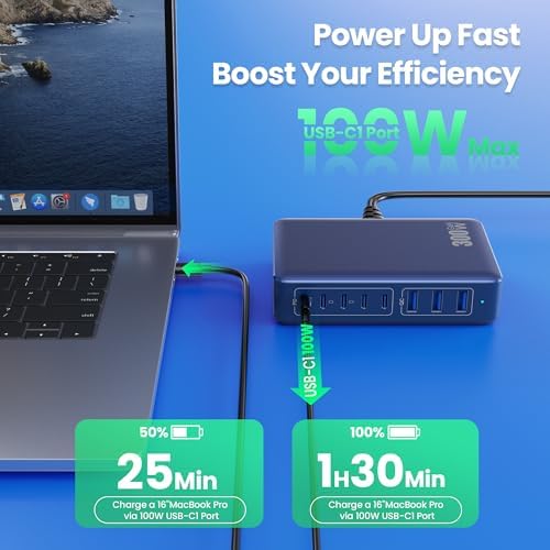 Power Up in Style: 300 W Ga N IV 8-Port USB-C Charging Hub – Fast PD 100 W Charger for Mac Book, i Phone 16/15/14, and Galaxy Devices – Ultimate Compact Charging Solution for Home and Travel Efficiency – Multi-Device Compatibility with Rapid Charging Capability – Engineered for Professionals and Tech Enthusiasts – Stay Powered Anywhere with This Versatile Charging Station