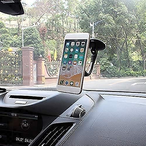 Flexible Gooseneck Magnetic Phone Holder for Car – 12-Inch Suction Cup Mount for Safe Hands-Free Navigation and Communication, Universal Compatibility for All Smartphones