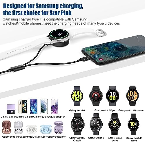 Revolutionary 2-in-1 Samsung Fast Charger: 25 W USB-C Power Hub for Galaxy Watch 7/6/5 Series & S24/S23/S22 Smartphones – Optimal Efficiency with 5 ft Cable for Effortless Charging on the Go