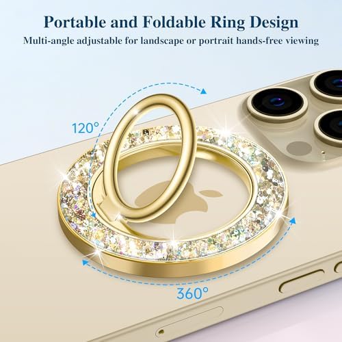 Discover the GVIEWIN Magnetic Phone Ring Holder: A Cutting-Edge 360° Rotatable Kickstand for Mag Safe Devices – Perfectly Tailored for i Phone 16 Pro Max/Plus, 15, 14, and 13 (Elegant White Finish) – Unmatched Stability and Hands-Free Viewing Experience Upgrade your smartphone usage with this premium accessory that not only enhances grip but also transforms your device into a versatile stand for effortless video calls and streaming. Featuring a robust magnetic attachment for secure hold, this stylish phone ring holder is engineered for seamless integration with Mag Safe technology. Experience the freedom of adjustable angles, allowing for convenient portrait or landscape modes, perfect for navigation or entertainment on-the-go. Its sleek white design not only ensures durability but adds a sophisticated touch to your device. Elevate your everyday smartphone experience with the GVIEWIN Magnetic Phone Ring Holder – where functionality meets elegance.