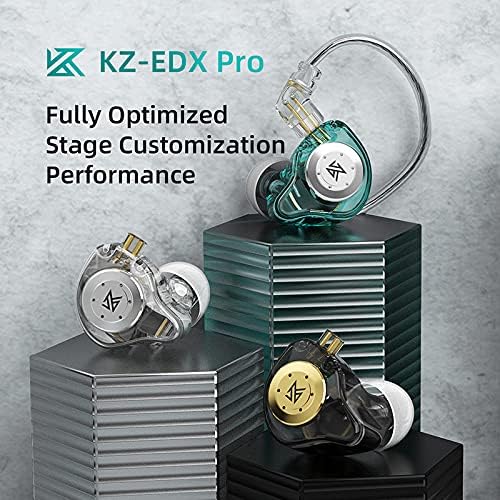 KZ EDX PRO IEM Earphones – Premium 10 mm Dual Magnetic Dynamic Driver Wired Earbuds with Removable C Pin Cable and Built-in Mic in Stylish Cyan – Immerse Yourself in High-Fidelity Sound Quality and Ergonomic Comfort for Every Listening Occasion