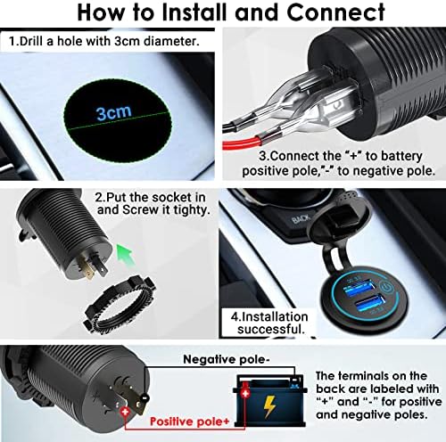 Ultimate 83 W 12 V USB Outlet Laptop Charger – Dual Fast Charge 65 W USB-C PD3.0 & 18 W QC3.0 Ports – Waterproof Multi-Car Socket with Energy-Saving Power Switch – Ideal for Cars, Boats, RVs, Trucks, and More – Unmatched Compatibility & Speed for All Devices