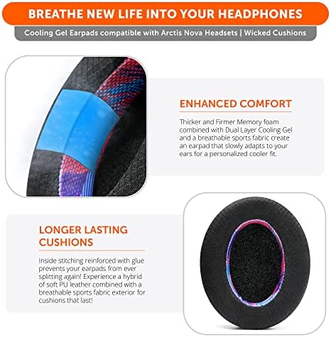 Upgrade Your Arctis Nova Experience with WC Freeze Cooling Gel Earpads – Optimal Comfort and Enhanced Sound Isolation for Pro Wired, Nova 7, 5, 4, 3, 1 Headsets – Designed by Wicked Cushions | Black | Superior Hybrid Fabric Technology for Long Gaming Sessions