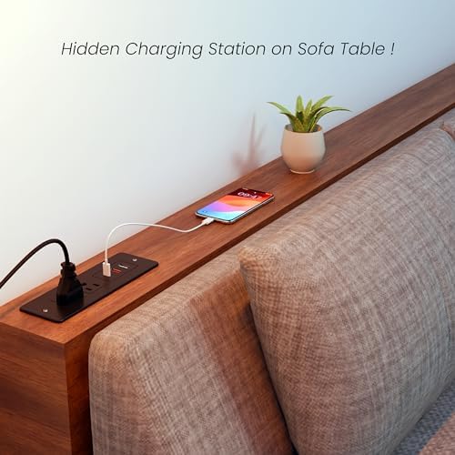 Recessed Power Strip with 15 W Wireless Charging & PD20 W USB-C Fast Charge – Sleek Flush Mount Design for Nightstands, Sofas, and Tables – Maximize Space and Efficiency with Dual Outlets and USB Ports for Ultimate Convenience