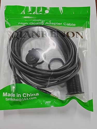 QIANRENON 2 M Waterproof USB3.0 & 3.5 mm Audio Extension Cable – 5 Gbps High-Speed Dashboard Mount for Cars, Boats, and Motorbikes – Durable Aluminum Housing with LED Indicator – Clear Sound & Enhanced Compatibility for All Devices