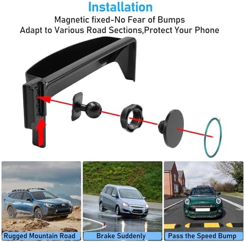Magnetic Phone Holder Mount for Mazda CX5 (2021-2024) – 360° Rotating Anti-Shake Cradle with Built-in Organizer for 10.25″ Touchscreen – Sleek Black Design for Optimal Accessibility and Safety