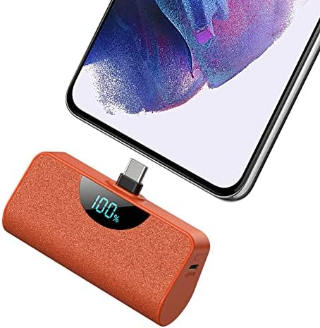 Ultra-Compact 5200 m Ah USB-C Power Bank with LCD Display – Fast-Charging Portable Charger for i Phone 15, Samsung, Google Pixel & Android Devices – Stylish Purple Battery Pack for On-the-Go Power Solutions