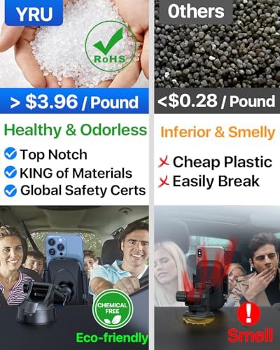 YRU 2025 Military-Grade 360° Rotatable Suction Car Phone Holder – Ultimate Dashboard & Windshield Mount for i Phone 16/15 Pro Max & Samsung – Unmatched 90+ LBS Capacity, Enhanced Compatibility & Easy Installation – Secure, Durable, and Versatile Universal Cradle for Safe Hands-Free Navigation