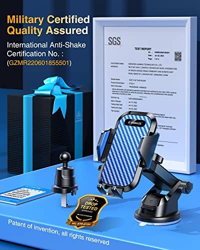 VANMASS Military-Grade Car Phone Holder – Maximum Durability for i Phone 16, 15 Pro Max, 14, 13 & Android Devices – Ultimate Dashboard, Windshield & Vent Mount with Secure Suction & Clip Mechanism for Safe Navigation – 360-Degree Adjustable Viewing for Effortless Access – Heavy-Duty Cell Cradle for Confident Driving