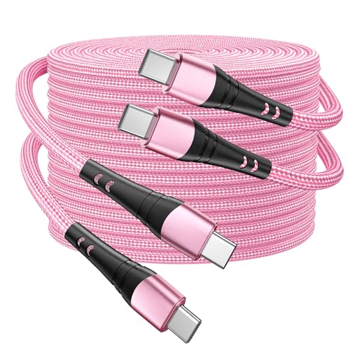 Dayaoncy 10 FT Pink USB C Charger Cable – Dual Pack of Fast Charging Cables with 100 W Power Delivery for i Phone 15/16 Pro Max, Android Devices, Tablets, and Laptops – Superior Durability and Stylish Design for Ultimate Convenience