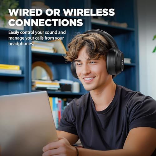 Revolutionary Bluetooth Over-Ear Headphones with Advanced Hybrid Active Noise Cancelling and Smart Transparency Mode – Dive into Rich Deep Bass Sound, Engineered for Ultimate Comfort and Extended 40-Hour Playtime, Ideal for Frequent Travelers and Remote Professionals (Sleek Black Design) – Superior Connectivity and Rapid Performance for Uninterrupted Listening Experiences