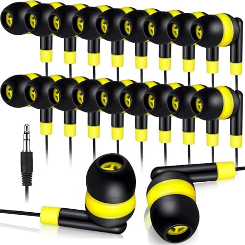 Kanayu 100-Pack Classroom Wired Earbuds – High-Quality Red Headphones with 3.5 mm Jack for Enhanced Learning Experiences, Individually Packaged for Hygiene and Easy Distribution, Ideal for Focused Listening in Libraries and Classrooms, Distraction-Free Design Without Microphone
