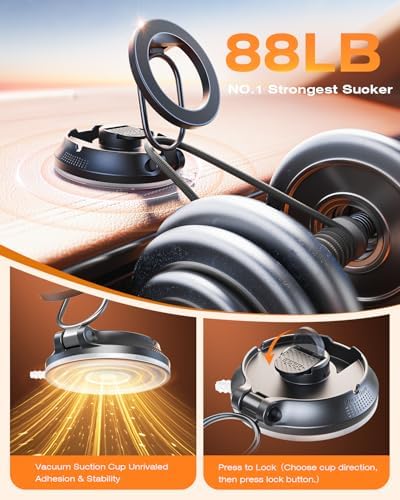 SUPERONE for Magsafe Car Mount [88LBS Powerful Suction] Magnetic Phone Holder for Car Dash Windshield, Suction Cup Phone Mount for iPhone 16 Pro Max Plus 15 14 13 12/Magsafe Case/All Car Models – Enhanced Compatibility and Speed