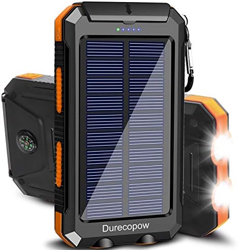 High-Capacity 20,000 m Ah Waterproof Solar Charger Power Bank for Outdoor Adventures – Dual USB-C Fast Charging with Built-in LED Flashlight and Compass (Orange) for Ultimate Portability and Reliability