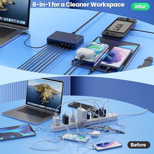 Power Up in Style: 300 W Ga N IV 8-Port USB-C Charging Hub – Fast PD 100 W Charger for Mac Book, i Phone 16/15/14, and Galaxy Devices – Ultimate Compact Charging Solution for Home and Travel Efficiency – Multi-Device Compatibility with Rapid Charging Capability – Engineered for Professionals and Tech Enthusiasts – Stay Powered Anywhere with This Versatile Charging Station