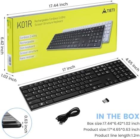 K01 R 2.4 G Wireless Keyboard – Ultra-Slim Compact Design with Numeric Keypad for Effortless Typing on Windows PCs & Laptops, Long-Lasting Battery Life, Whisper-Quiet Keys for Enhanced Productivity, Perfect for Home & Office Use