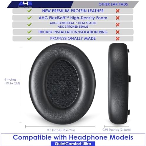 Upgrade Your Bose Quiet Comfort Ultra Wireless Headphones with Premium QC Ultra Replacement Ear Pad and Headband Cushion Kit – Effortless DIY Installation for Ultimate Comfort and Enhanced Sound Quality in Elegant Black Finish