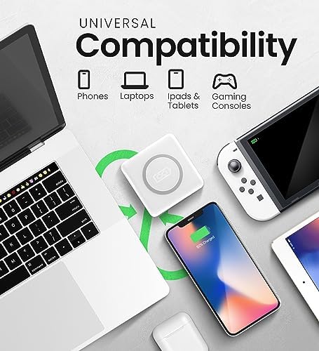 Infina Core P3 8000 m Ah Portable Power Bank: Ultra-Fast 18 W USB-C Charger with 4-in-1 Functionality, Qi Wireless Compatibility, and Travel-Ready Foldable Plug for Effortless Device Charging on the Go