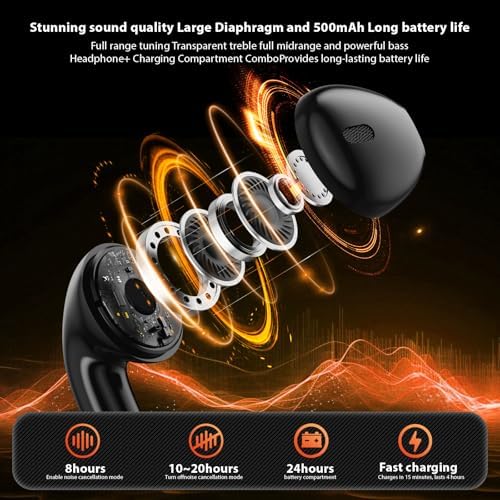 Transform Your Audio Experience with 3-in-1 Wireless Bluetooth Earbuds – Built-in Speaker & Microphone, Exceptional Sound Quality, Mini RGB Charging Case with LED Display, Type-C Fast Charging, 48 Hours Playback for Music, Calls, and On-the-Go Convenience