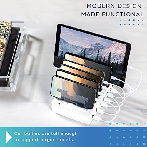 Stylish 6-Port USB Charging Dock in Elegant Pink – High-Speed Multi-Device Charger for i Phone and Android – Smart Technology for Fast, Safe Charging – Ideal for Home, Office, and Travel – Compact, Clutter-Free Design for Effortless Organization and Portability