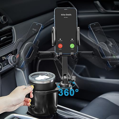 Universal 2-in-1 Cup Holder Phone Mount with Long Arm – 360° Rotatable Design for Hands-Free Use in Your Car, Compatible with All Smartphones – Enhanced Stability and Convenience for Safe Driving