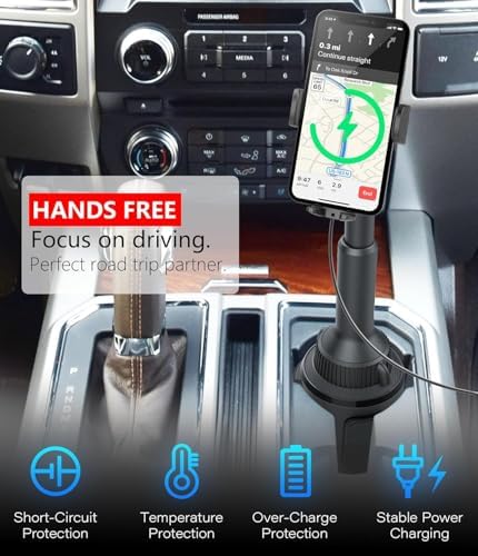 Revolutionary APPS2 Car Cup Phone Holder with 15 W Qi Wireless Charger and QC 3.0 Adapter – Ideal for i Phone 11-16 Series & Universal Devices – Secure Design for Hassle-Free Driving & Fast Charging Convenience
