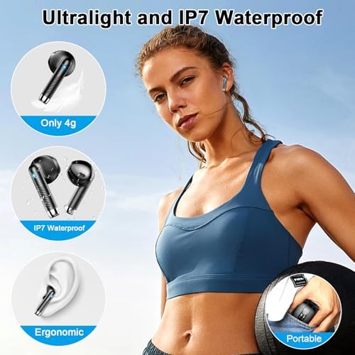 Ultimate Freedom: 2024 Bluetooth V5.4 Noise Cancelling Wireless Earbuds with IP7 Waterproofing, 40-Hour Battery Life, Dual LED Display, and Enhanced Call Clarity for Android/i OS – Chic Green Design for Active Lifestyle