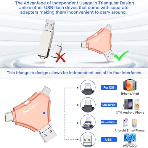 Unlock Endless Memory Storage with the 128 GB i Phone Flash Drive – Effortless Photo & Video Backup, No App Needed, Compatible with i Phone, i Pad, Android & PC, USB 3.0 Speed for Quick Transfers, Compact & Durable Design for On-the-Go Convenience