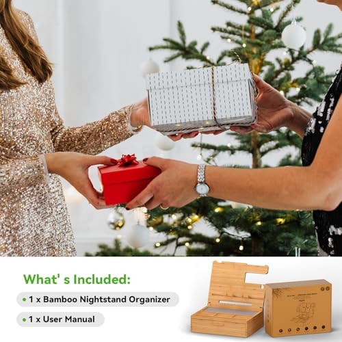 Pezin & Hulin Wooden Nightstand Organizer, Ideal Gifts for Men, Desktop Bamboo Phone Docking Station Box, with Large Drawer, Multi-Device Charging Stand, for Birthday Son Boyfriend Him -Natural – Enhanced Compatibility and Speed
