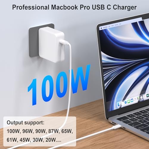 Ultra-Fast 100 W USB-C Power Adapter for Mac Book, Compatible with 13″ to 16″ Models & i Pad Pro – Smart Charging with LED Indicator, Foldable Plug, and Full Safety Features for Enhanced Device Protection and Portability