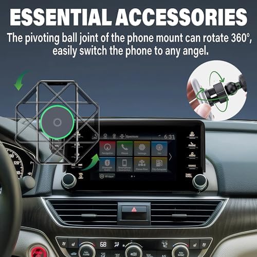 Car Phone Holder for Honda Accord 2018-2025 Accessories Apply to 8 Inch Screen 15W Fast Wireless Charger Screen Fixed Clip Cell Phone Mount Hands-Free 360 Degree Rotation – Enhanced Compatibility and Speed