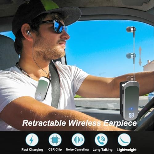 Advanced Retractable Bluetooth V5.0 Earbuds – Premium Noise Cancelling Wireless Headset for Professionals and Athletes, 20-Hour Battery Life, Ergonomic Hands-Free Design, Ideal for Truckers and Drivers, Unmatched Sound Clarity and Portability