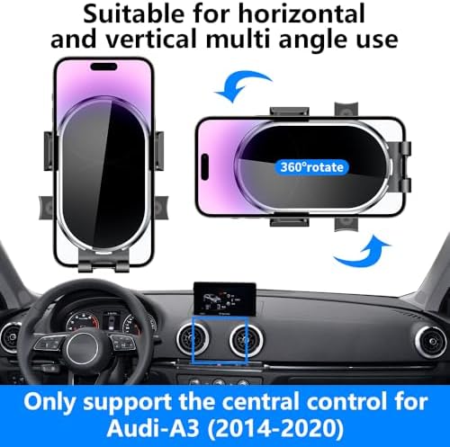 Premium 360-Degree Rotating Car Phone Holder for Audi A3, S3, RS3 (2014-2020) – Effortless Navigation & Hands-Free Calling Accessory for Your Dashboard – Stylish Mobile Cradle Enhancing Safety and Functionality