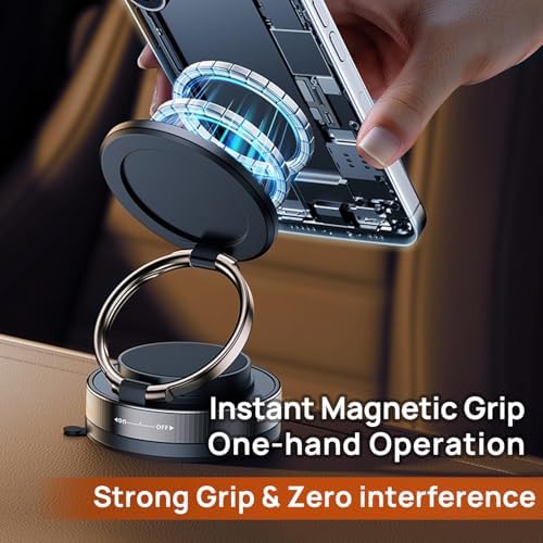 Revolutionary Mag Safe-Compatible 360° Rotating Nano Gel Suction Phone Holder – Premium Dashboard Mount for i Phone 16 & 16 Pro Max, Adjustable Magnetic Stand for Ultimate Hands-Free Navigation & Effortless Viewing Experience