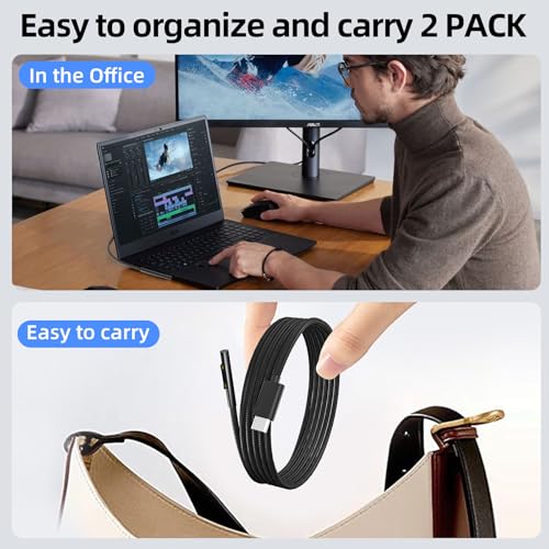 Ultimate 6 FT PD100 W USB-C Charger Cable for Microsoft Surface Devices – Compatible with Surface Pro Models 10/9/8/7+/7/6/5/4/3/X & Surface Laptop 6/5/4/3/2/1 – High-Speed 65 W/45 W Power Delivery, Durable Design for Efficient Charging & Data Transfer