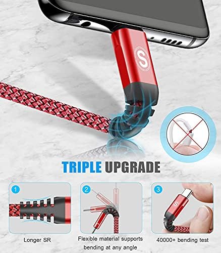 sweguard 3.1 A Fast Charging USB Type C Cable – 2 Pack 6.6 ft Nylon Braided Charger for Samsung Galaxy, LG, Moto, PS5 – Durable, Tangle-Free, High-Speed Data Sync – Ultimate Compatibility and Convenience in Pink