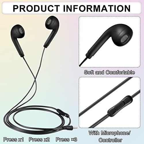 Xinnun 50-Pack Vibrant Multicolor Wired Earbud Headphones with Built-in Mic – Optimal Audio Solution for Students and Professionals, Perfect for Classrooms, Travel, and Leisure – Universal 3.5 mm Compatibility, Lightweight and Durable Design for Everyday Listening