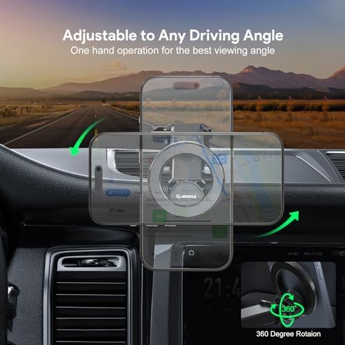 Esoulk Ring Magnetic Car Phone Holder – Ultimate Versatile Mount for Dashboard, Windshield & Air Vent – Strong Magnetic Grip for Enhanced Driving Safety – Compatible with Mag Safe & All Smartphone Models – Effortless Installation, Sleek Design, and Optimal Convenience for Modern Drivers